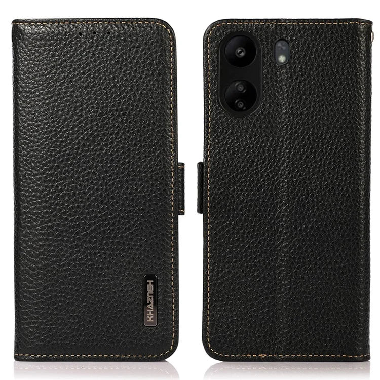 KHAZNEH For Xiaomi Redmi 13C 4G / Poco C65 4G Case RFID Blocking Litchi Texture Wallet Cover
