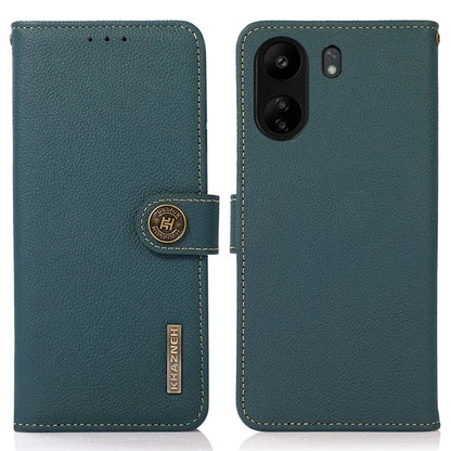 KHAZNEH For Xiaomi Redmi 13C 4G / Poco C65 4G Case Genuine Cow Leather RFID Blocking Phone Cover