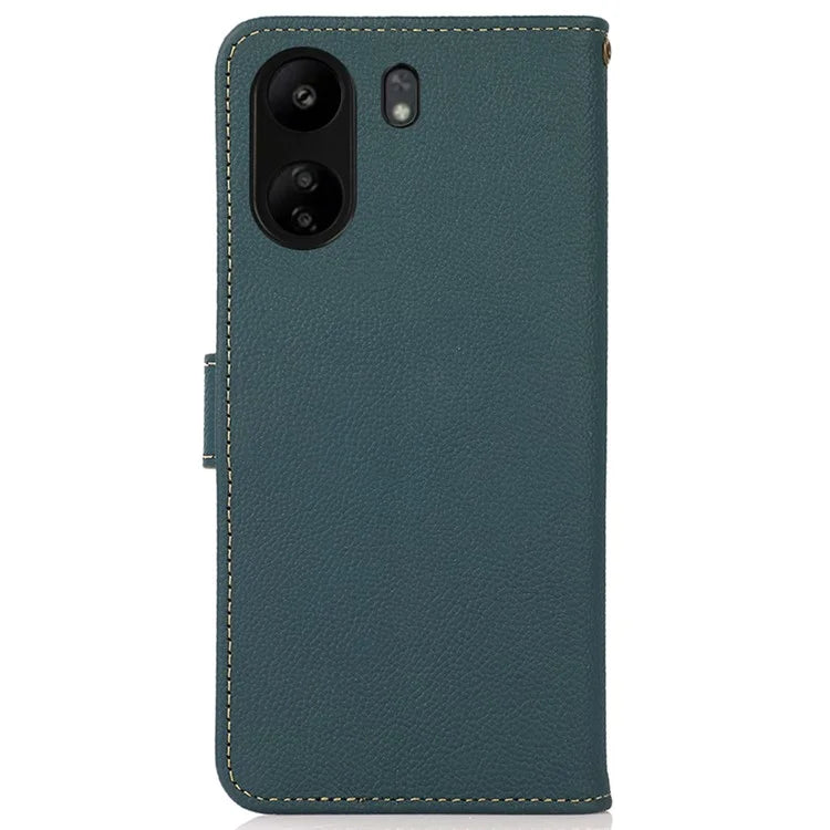 KHAZNEH For Xiaomi Redmi 13C 4G / Poco C65 4G Case Genuine Cow Leather RFID Blocking Phone Cover