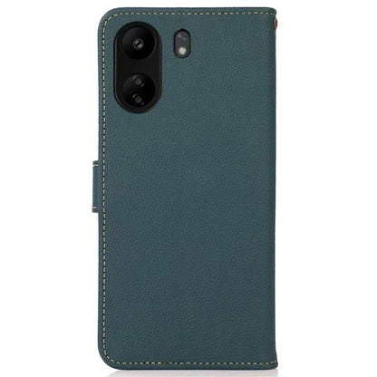 KHAZNEH For Xiaomi Redmi 13C 4G / Poco C65 4G Case Genuine Cow Leather RFID Blocking Phone Cover