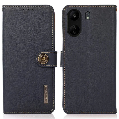 KHAZNEH For Xiaomi Redmi 13C 4G / Poco C65 4G Case Genuine Cow Leather RFID Blocking Phone Cover