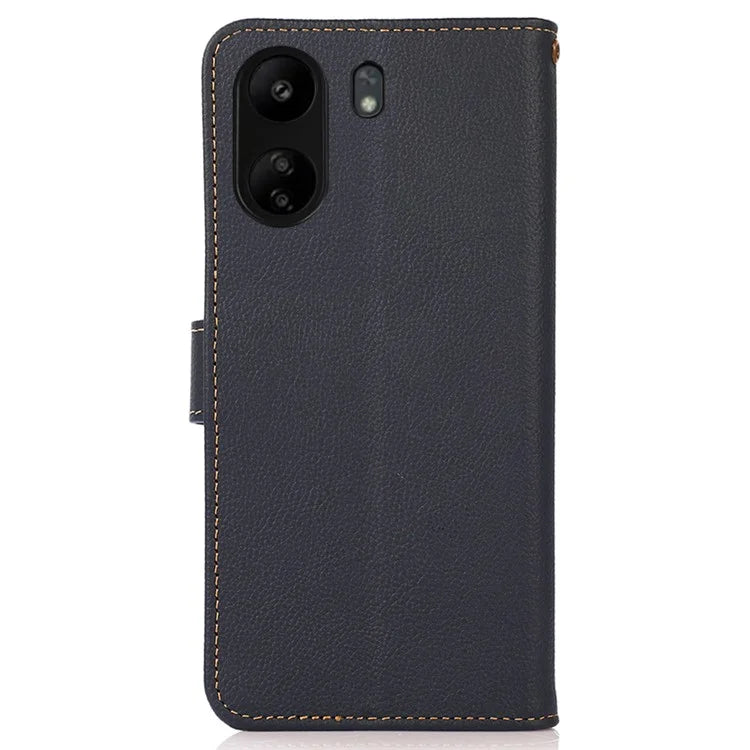 KHAZNEH For Xiaomi Redmi 13C 4G / Poco C65 4G Case Genuine Cow Leather RFID Blocking Phone Cover