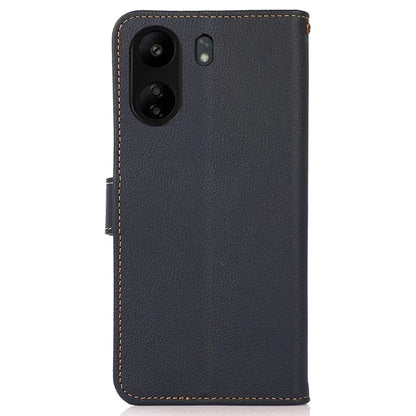 KHAZNEH For Xiaomi Redmi 13C 4G / Poco C65 4G Case Genuine Cow Leather RFID Blocking Phone Cover