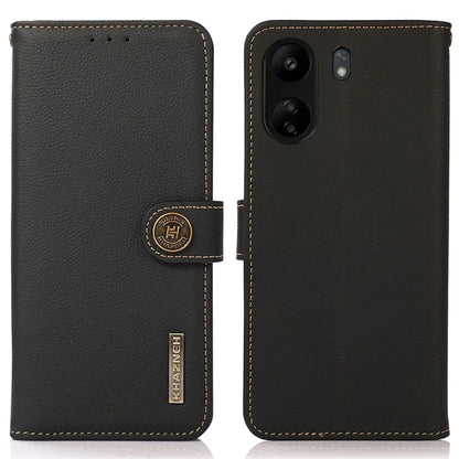KHAZNEH For Xiaomi Redmi 13C 4G / Poco C65 4G Case Genuine Cow Leather RFID Blocking Phone Cover