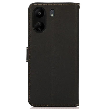 KHAZNEH For Xiaomi Redmi 13C 4G / Poco C65 4G Case Genuine Cow Leather RFID Blocking Phone Cover