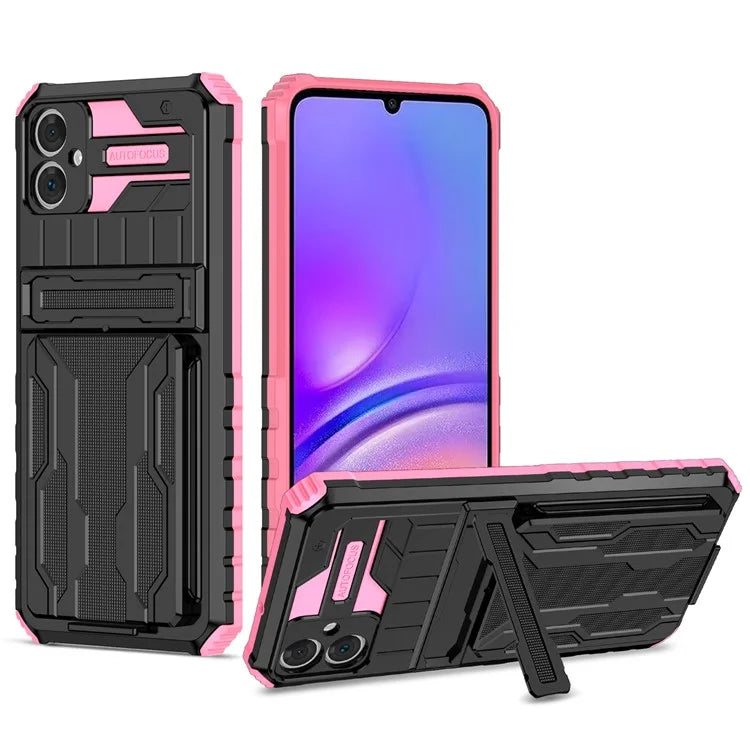 For Samsung Galaxy A05 4G Case Anti-drop PC + TPU Phone Cover with Kickstand and Detachable Card Holder