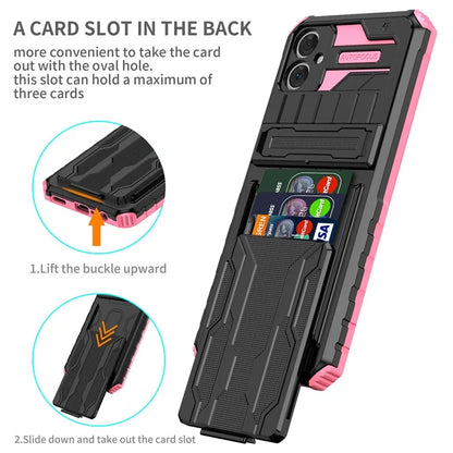 For Samsung Galaxy A05 4G Case Anti-drop PC + TPU Phone Cover with Kickstand and Detachable Card Holder