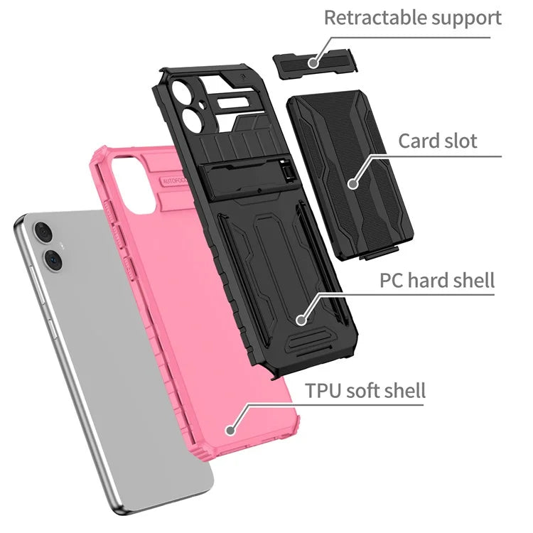 For Samsung Galaxy A05 4G Case Anti-drop PC + TPU Phone Cover with Kickstand and Detachable Card Holder
