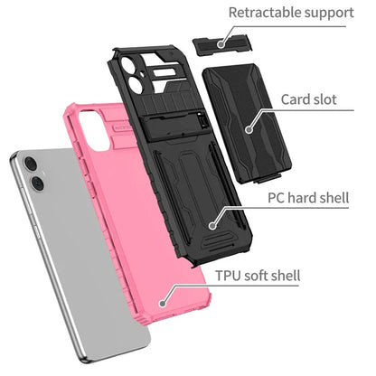 For Samsung Galaxy A05 4G Case Anti-drop PC + TPU Phone Cover with Kickstand and Detachable Card Holder