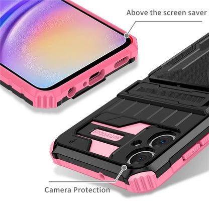 For Samsung Galaxy A05 4G Case Anti-drop PC + TPU Phone Cover with Kickstand and Detachable Card Holder
