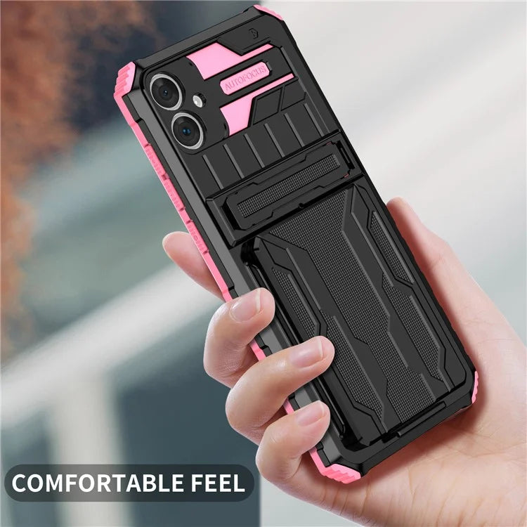 For Samsung Galaxy A05 4G Case Anti-drop PC + TPU Phone Cover with Kickstand and Detachable Card Holder