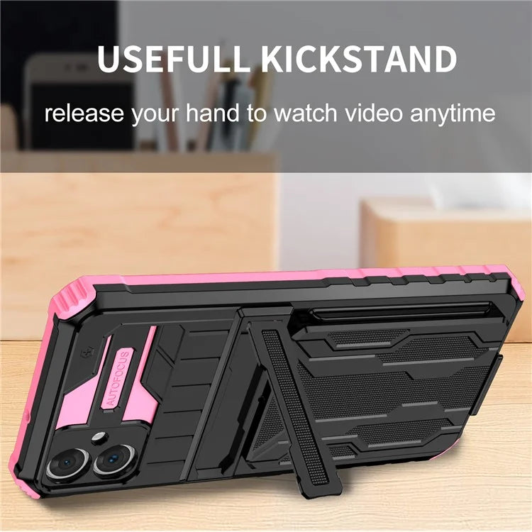 For Samsung Galaxy A05 4G Case Anti-drop PC + TPU Phone Cover with Kickstand and Detachable Card Holder