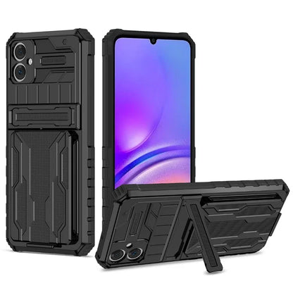 For Samsung Galaxy A05 4G Case Anti-drop PC + TPU Phone Cover with Kickstand and Detachable Card Holder