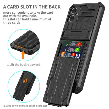 For Samsung Galaxy A05 4G Case Anti-drop PC + TPU Phone Cover with Kickstand and Detachable Card Holder