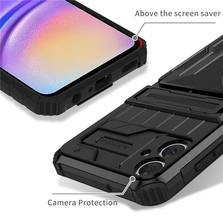 For Samsung Galaxy A05 4G Case Anti-drop PC + TPU Phone Cover with Kickstand and Detachable Card Holder