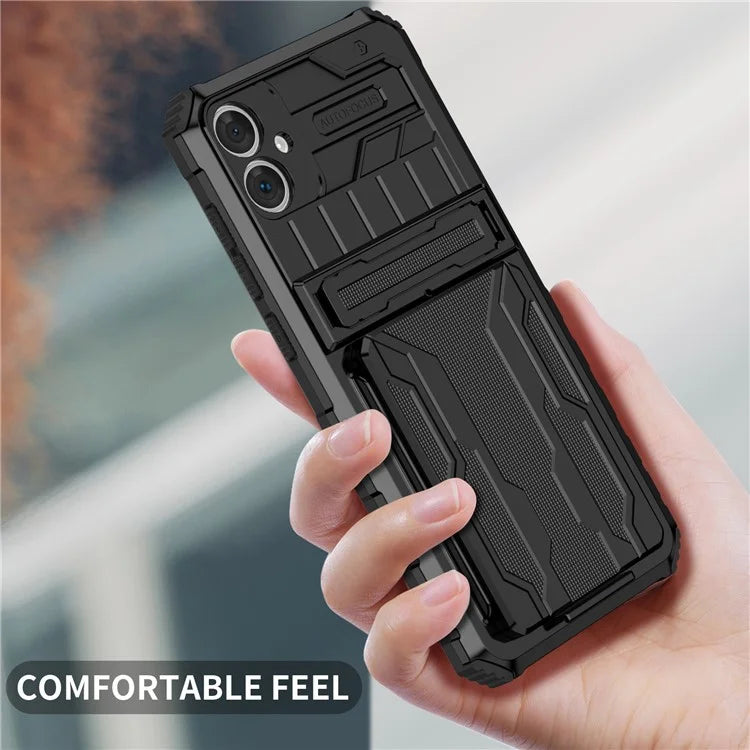 For Samsung Galaxy A05 4G Case Anti-drop PC + TPU Phone Cover with Kickstand and Detachable Card Holder