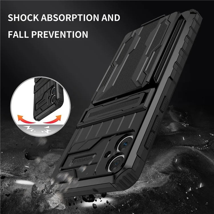 For Samsung Galaxy A05 4G Case Anti-drop PC + TPU Phone Cover with Kickstand and Detachable Card Holder