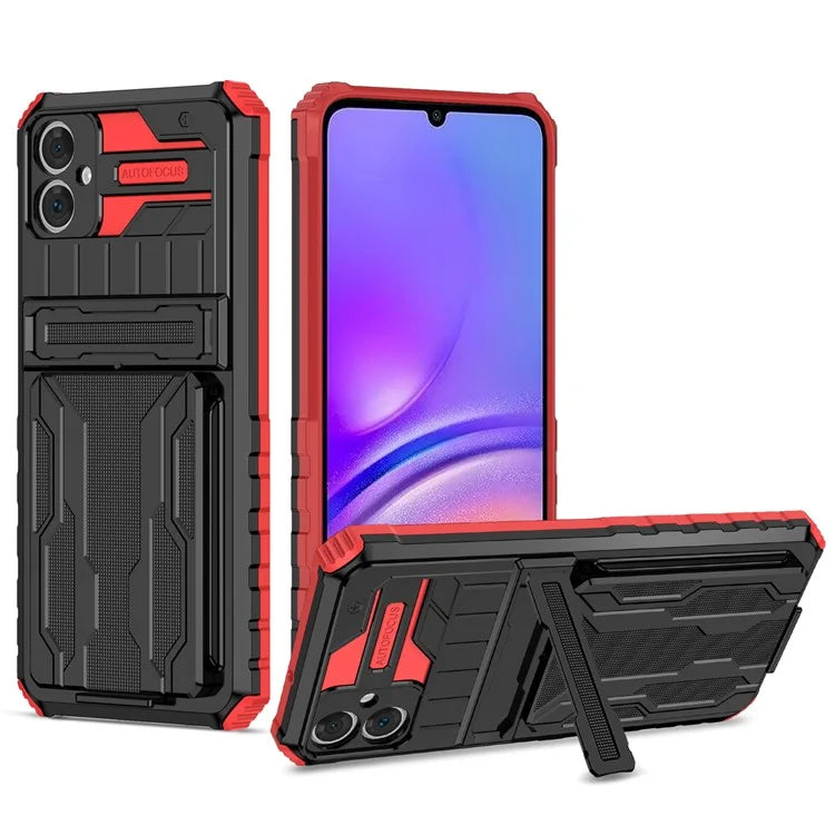 For Samsung Galaxy A05 4G Case Anti-drop PC + TPU Phone Cover with Kickstand and Detachable Card Holder