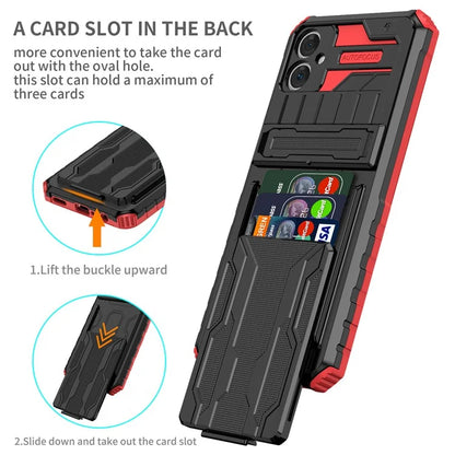 For Samsung Galaxy A05 4G Case Anti-drop PC + TPU Phone Cover with Kickstand and Detachable Card Holder