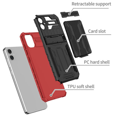 For Samsung Galaxy A05 4G Case Anti-drop PC + TPU Phone Cover with Kickstand and Detachable Card Holder