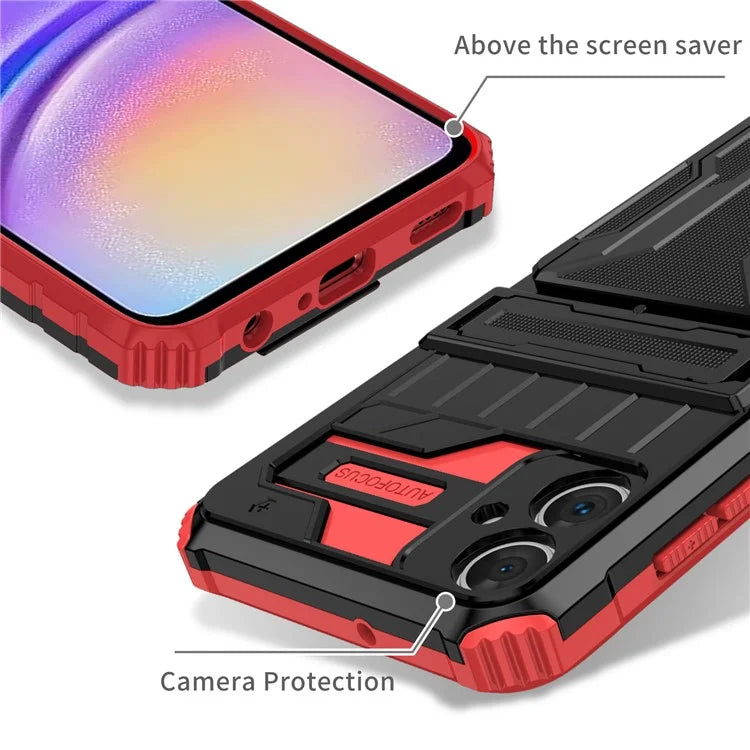 For Samsung Galaxy A05 4G Case Anti-drop PC + TPU Phone Cover with Kickstand and Detachable Card Holder