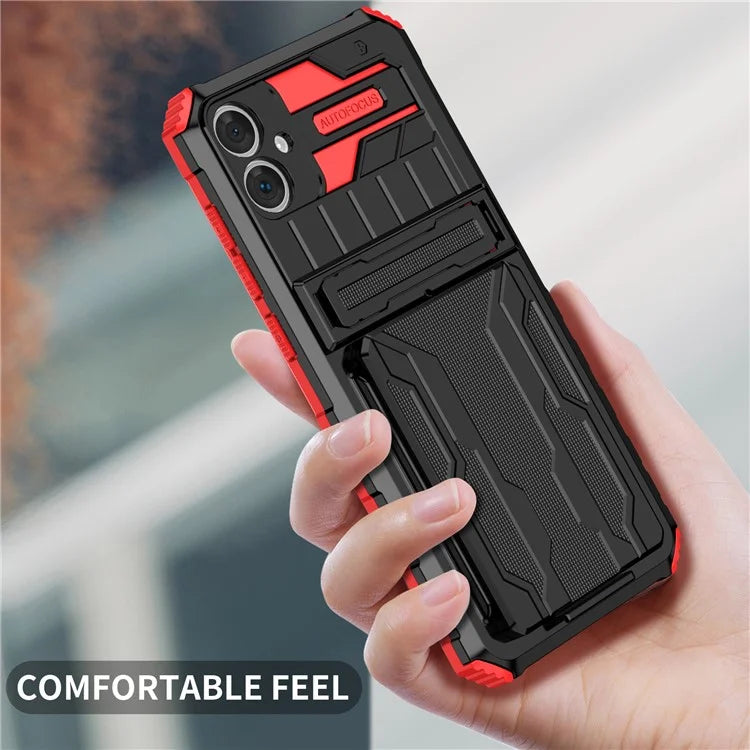For Samsung Galaxy A05 4G Case Anti-drop PC + TPU Phone Cover with Kickstand and Detachable Card Holder