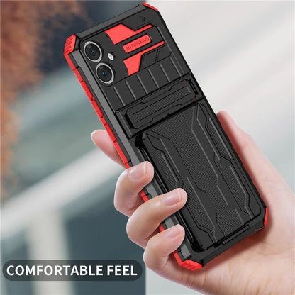 For Samsung Galaxy A05 4G Case Anti-drop PC + TPU Phone Cover with Kickstand and Detachable Card Holder