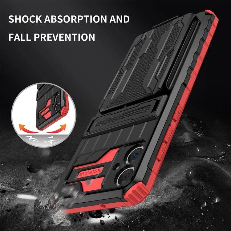 For Samsung Galaxy A05 4G Case Anti-drop PC + TPU Phone Cover with Kickstand and Detachable Card Holder