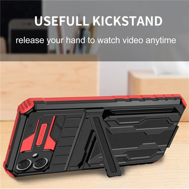 For Samsung Galaxy A05 4G Case Anti-drop PC + TPU Phone Cover with Kickstand and Detachable Card Holder