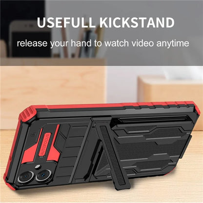 For Samsung Galaxy A05 4G Case Anti-drop PC + TPU Phone Cover with Kickstand and Detachable Card Holder