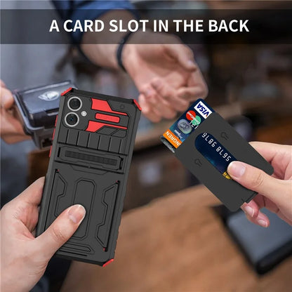 For Samsung Galaxy A05 4G Case Anti-drop PC + TPU Phone Cover with Kickstand and Detachable Card Holder