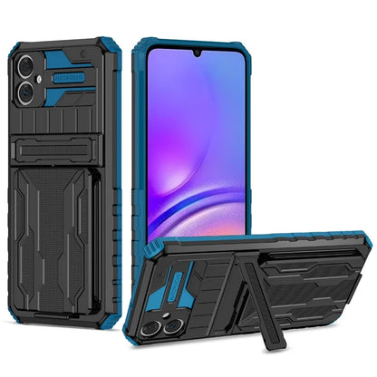 For Samsung Galaxy A05 4G Case Anti-drop PC + TPU Phone Cover with Kickstand and Detachable Card Holder