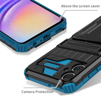For Samsung Galaxy A05 4G Case Anti-drop PC + TPU Phone Cover with Kickstand and Detachable Card Holder