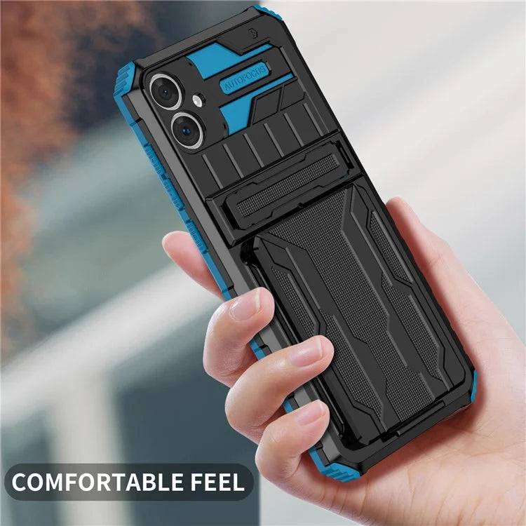 For Samsung Galaxy A05 4G Case Anti-drop PC + TPU Phone Cover with Kickstand and Detachable Card Holder
