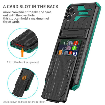 For Samsung Galaxy A05 4G Case Anti-drop PC + TPU Phone Cover with Kickstand and Detachable Card Holderish Green