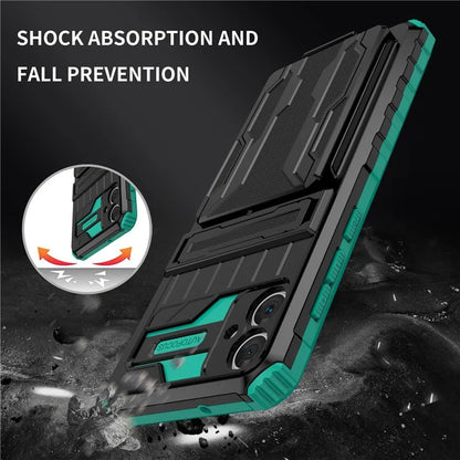 For Samsung Galaxy A05 4G Case Anti-drop PC + TPU Phone Cover with Kickstand and Detachable Card Holderish Green