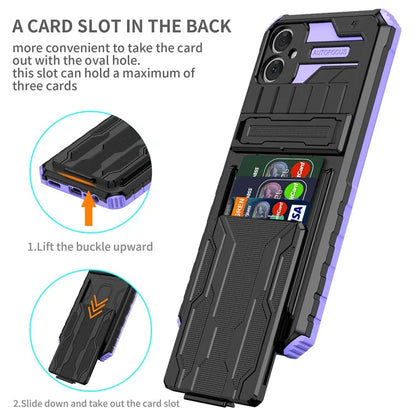 For Samsung Galaxy A05 4G Case Anti-drop PC + TPU Phone Cover with Kickstand and Detachable Card Holder