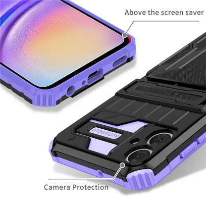 For Samsung Galaxy A05 4G Case Anti-drop PC + TPU Phone Cover with Kickstand and Detachable Card Holder