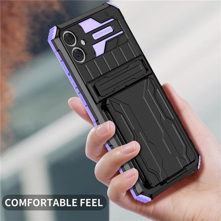 For Samsung Galaxy A05 4G Case Anti-drop PC + TPU Phone Cover with Kickstand and Detachable Card Holder