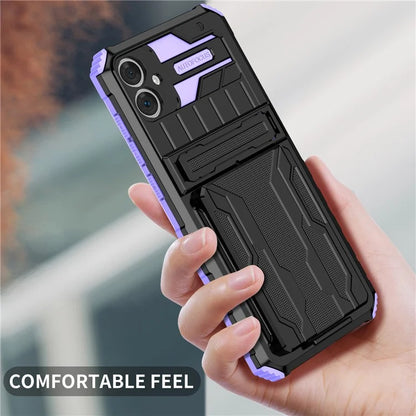 For Samsung Galaxy A05 4G Case Anti-drop PC + TPU Phone Cover with Kickstand and Detachable Card Holder