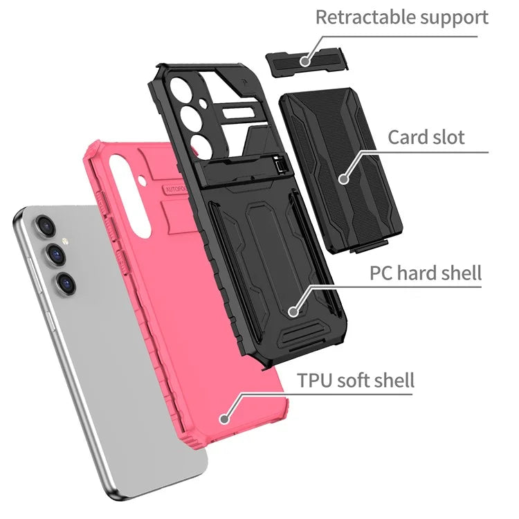 For Samsung Galaxy S23 FE Case Anti-scratch PC+TPU Kickstand Mobile Phone Cover