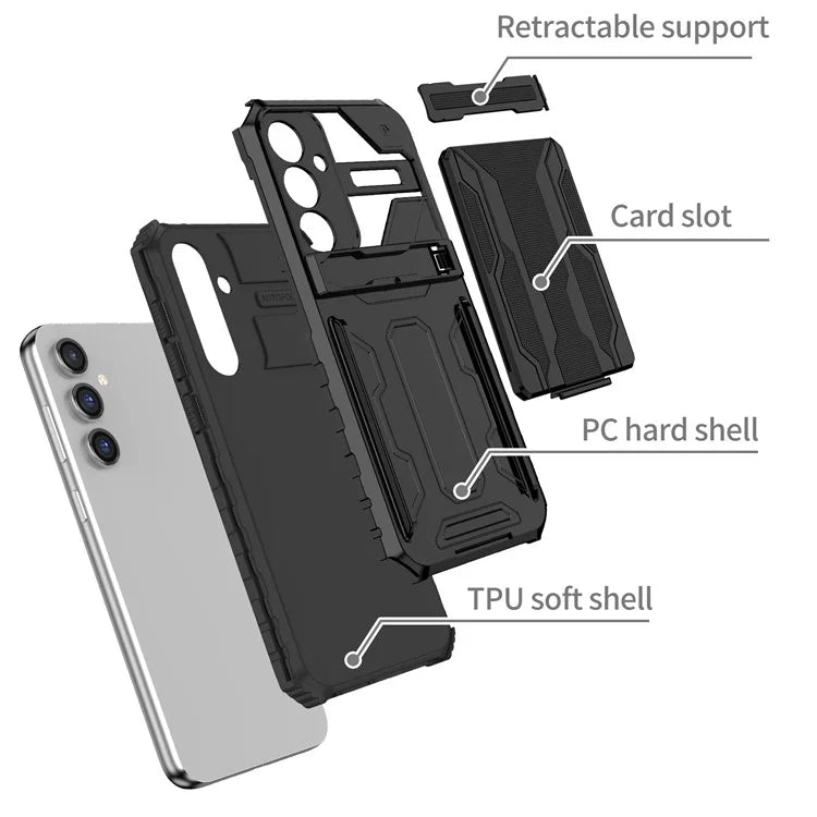 For Samsung Galaxy S23 FE Case Anti-scratch PC+TPU Kickstand Mobile Phone Cover