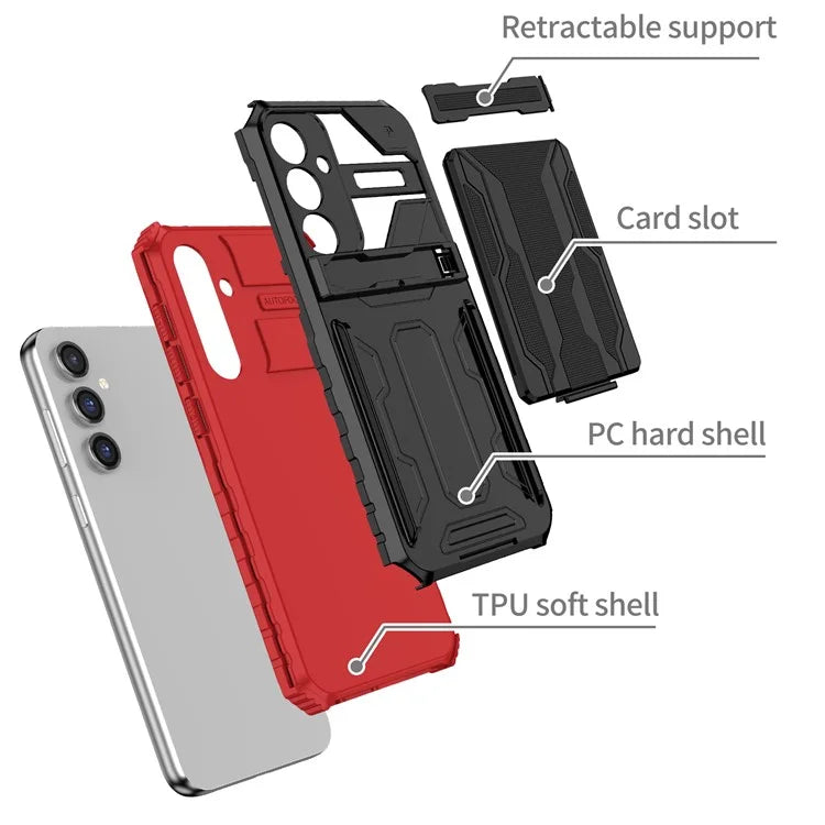 For Samsung Galaxy S23 FE Case Anti-scratch PC+TPU Kickstand Mobile Phone Cover