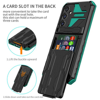 For Samsung Galaxy S23 FE Case Anti-scratch PC+TPU Kickstand Mobile Phone Coverish Green
