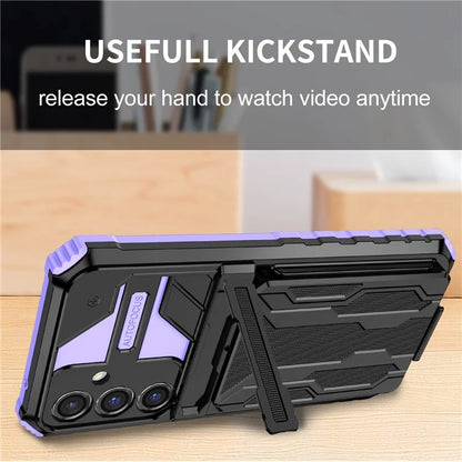 For Samsung Galaxy S23 FE Case Anti-scratch PC+TPU Kickstand Mobile Phone Cover