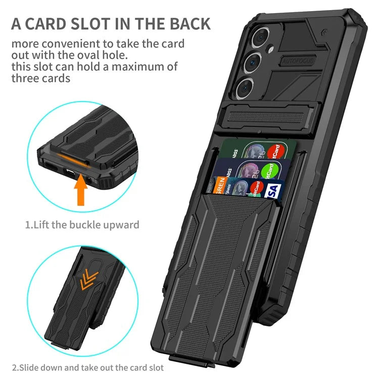 For Samsung Galaxy A05s 4G Case PC+TPU Anti-fingerprint Phone Protector with Detachable Card Holder