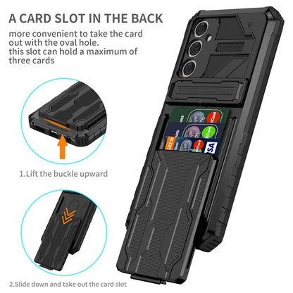 For Samsung Galaxy A05s 4G Case PC+TPU Anti-fingerprint Phone Protector with Detachable Card Holder