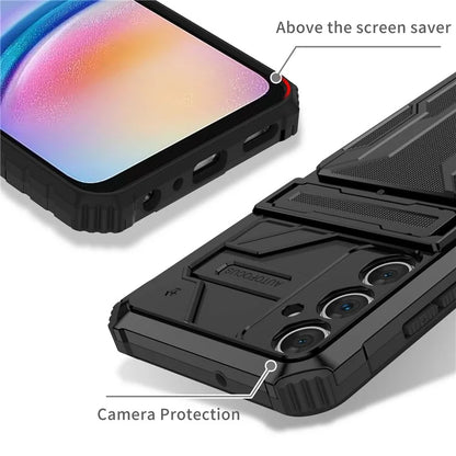 For Samsung Galaxy A05s 4G Case PC+TPU Anti-fingerprint Phone Protector with Detachable Card Holder