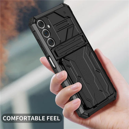 For Samsung Galaxy A05s 4G Case PC+TPU Anti-fingerprint Phone Protector with Detachable Card Holder