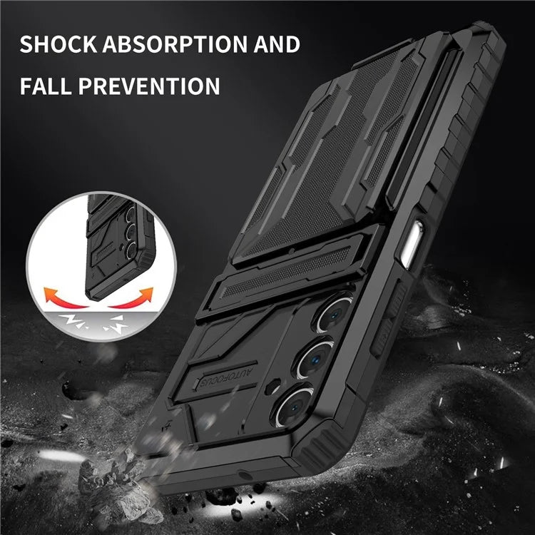 For Samsung Galaxy A05s 4G Case PC+TPU Anti-fingerprint Phone Protector with Detachable Card Holder